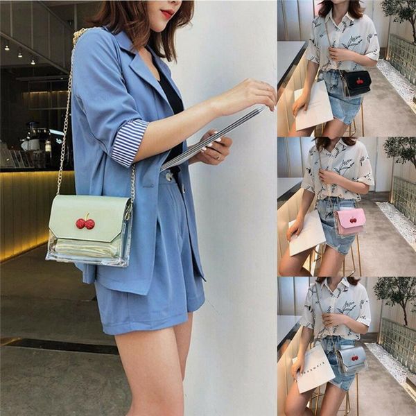 

noenname frauen crossbody party package transparente handtasche kette streifen umhÃ¤ngetasche cherry klar gelee geldbÃ¶rse