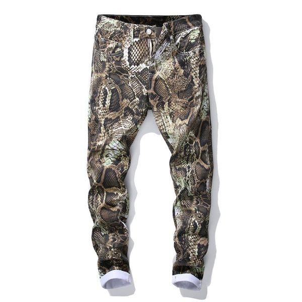 

men's jeans 2021 fashion python unusual style trousers men, Blue
