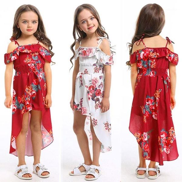 

girl's dresses children dress girl summer clothes child girls clothing chiffon sleeveless flower kids for baby 4t1, Red;yellow