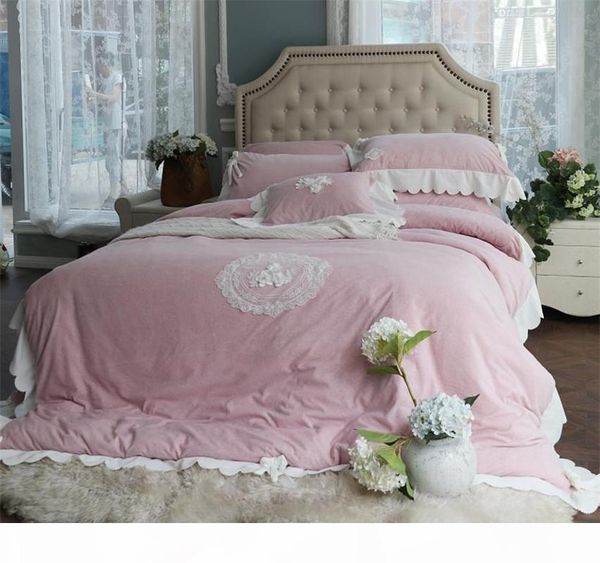 

хлопок флис розовый фиолетовый комплект постельных принадлежностей  king size bed sheet комплект постельного пододеяльник juego ропа де