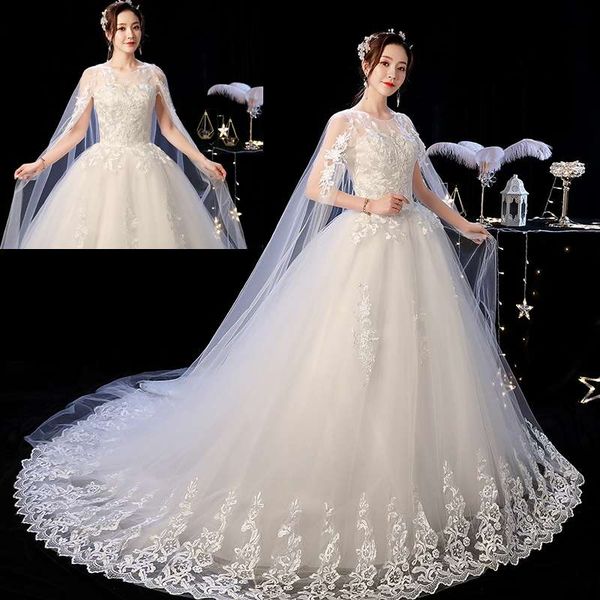 

dress 2020 new tailing temperament bride simple forest super fairy dream small man wedding shoulder, Black