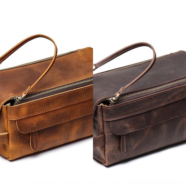 

zzpjw selling cosmetic storage multi-functional capacity handbag women's cosmetic large storage crazy horse skin toiletries leather bag