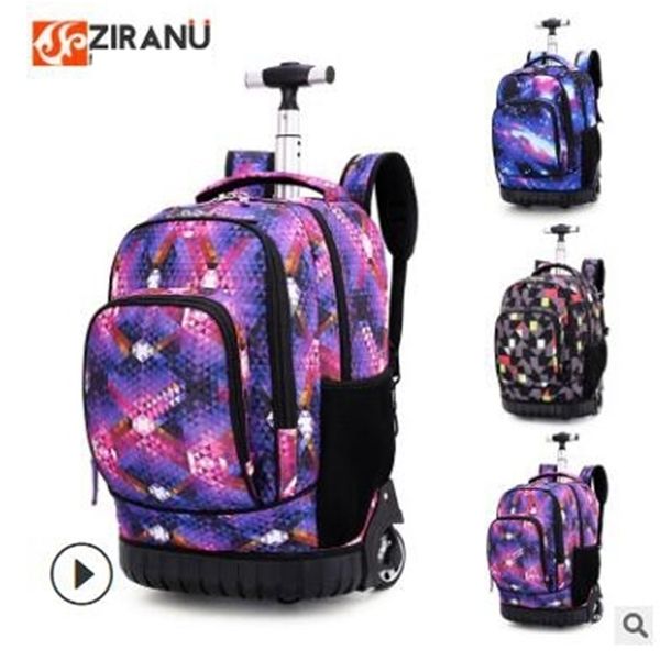 

18 inch wheeled backpack kids school backpack on wheels trolley backpacks bags for teenagers children school rolling backpack y200706