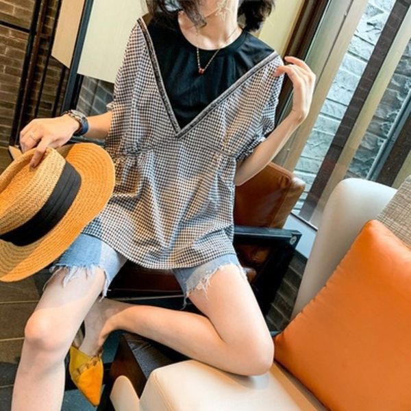 

uulme art european copper ammonia short sleeve women 2020 t-shirt t-shirt summer splicing new loose women's fashion pll2t, White