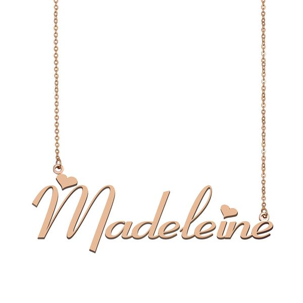 

madeleine name necklaces pendant custom personalized for women girls children friends mothers gifts 18k gold plated stainless steel, Silver