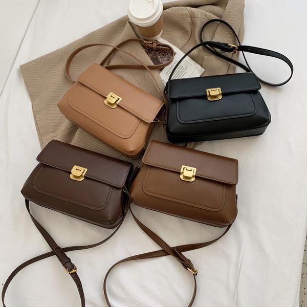 

european american temperament simple lock lady shoulder bag pu leather women crossbody bag girl dating shopping black