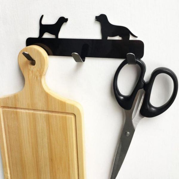 

dog shaped stainless steel wall 3 hooks bathroom punching-clothes hanger back door hanging peg for towel1