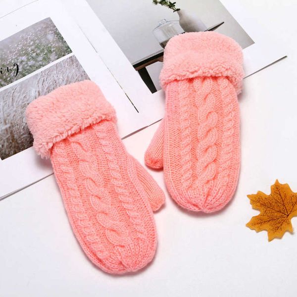 

korean women' plush knitted thickened gloves mittens winter outdoor gloves6jp2, Blue;gray