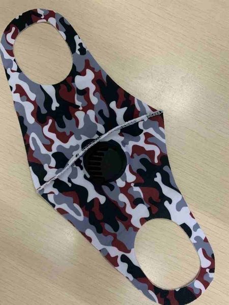 

anti-dust camouflage silk cotton ice mouth mask washable reusable camo face masks with valve zza2423 600pcs cike#