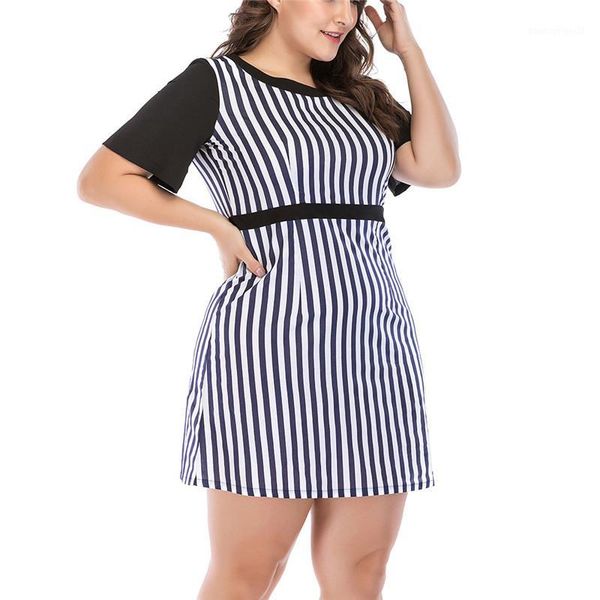 

casual dresses women dress printing short sleeves striped party vestido arrival plus size 2021 jaycosin1, Black;gray