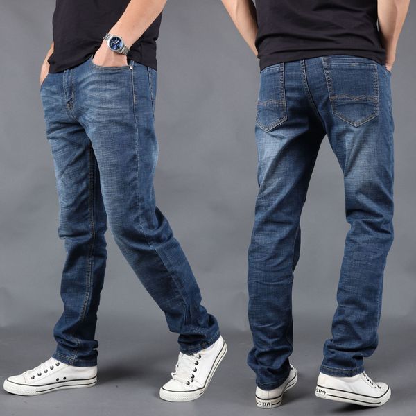 

новые черные и мужские свободные прямые осенью зимой 18 новых черные брюки случайных jeansjeans и jeansjeans мужских свободные прямые брюки, Blue