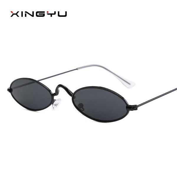 

xingyu 90s red glasses narrow small round women men sunglasses vintage brand designer tiny metal frame flat lens oval glasses, White;black
