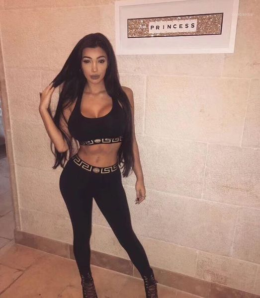 

women summer black o neck sleeveless 2 two piece fashion bandage jumpsuit knitted full length 2018 jumpsuits1, Black;white