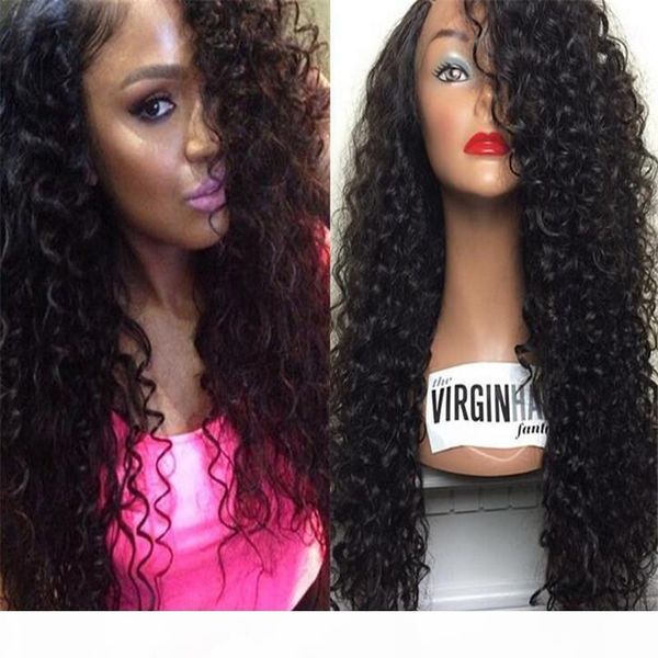 

curly human hair wigs bleached knots 130% density swiss lace human hair full lace wigs with baby hair lace front wigs, Black;brown