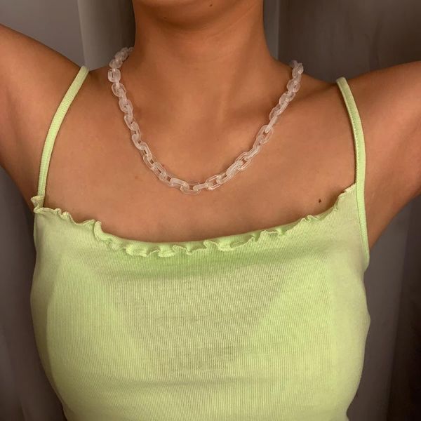 

aomu 1pc красочные акриловые длинные цепные ожерелье для женщин bijoux мода вечеринка ожерелье ювелирные изделия аксессуары jllijs bde_jewel, Black
