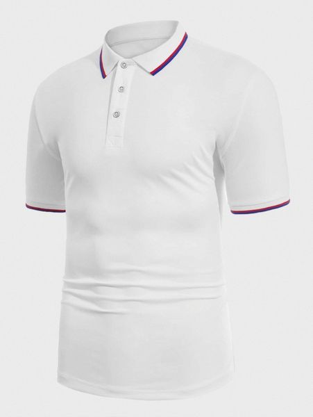 

men contrast trim polo shirt z8ua#, White;black