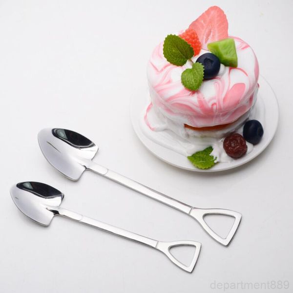 

a-home garden stainless steel shovel shape design coffee ice cream soup honey spoon long handle tea spoons owd1062