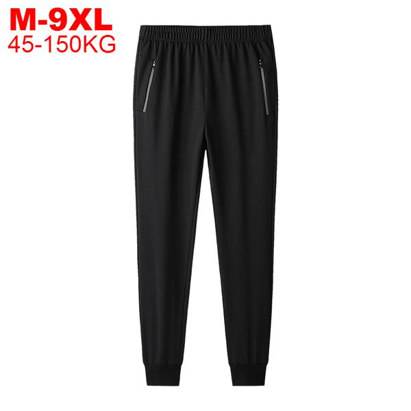 

men's pants oversized sweatpants men plus size 7xl 8xl 9xl joggers hip hop mens trackpants jogger streetwear cotton stretched trousers, Black