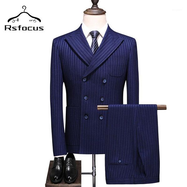 

navy blue wedding suit for men three piece men double breasted stripe suit 5xl plus size office suits mens formal dress tz0331, White;black
