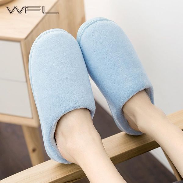 

wfl winter cotton slippers women indoor thick-soled anti-skid couples household warm moonshoes lovely wool slippers men winter1, Black