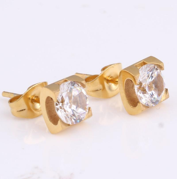 

rose gold crystal oblong stones design earring studs elegant fashion women jewelry girl gifts eh00331, Golden;silver