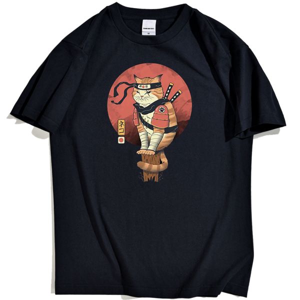 

japanese cat who knows ninjutsu male funny animal pattern for 's trend vintage oversized man sport hooded sweatshirt hoodie t shirt