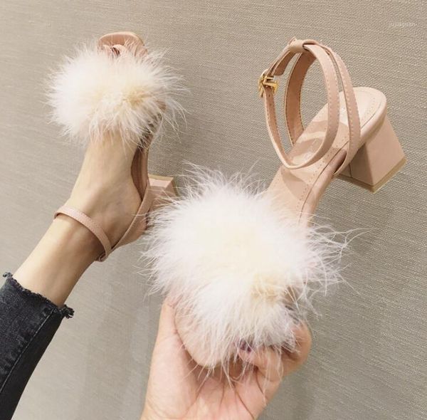 

sandals women's new summer middle heel with square head and thick heel fashion women sandals shoes new shoes1, Black