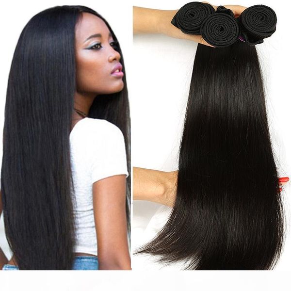 

8a peruvian malaysian indian brazilian straight virgin hair 3 bundles deal brazilian straight hair bundles unprocessed human hair weaves, Black