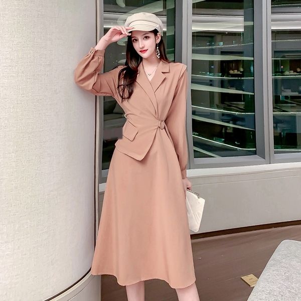 

y2ls6 women's autumn 2020 celebrity autumn winter sleeve two waist slimforeign style new dress temperament dress fake long pieces eu9pi, Black;gray