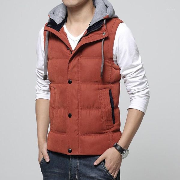 

vest men parka hooded vest autumn winter new thick warm casual windbreaker sleeveless coat1, Black;white