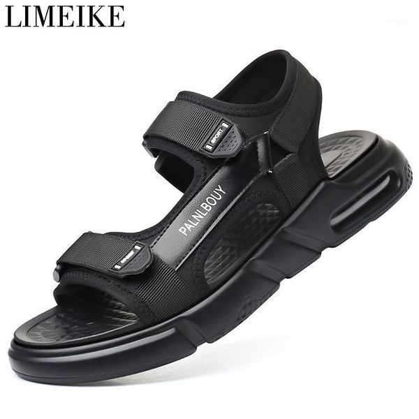 

2020 new men leisure sandals rubber flat sandals for men hook & loop man outdoor beach sneakers gray black walking mens1