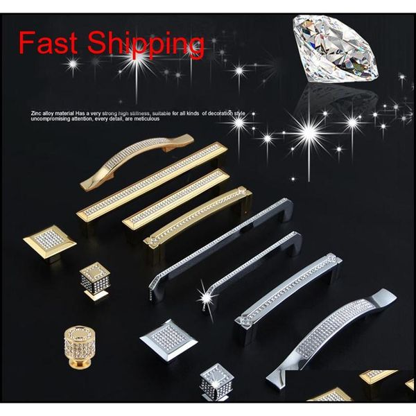 

super luxury 24k real gold czech crystal drawer cabinet knobs door handle furniture knobs pull qylldm new_dhbest