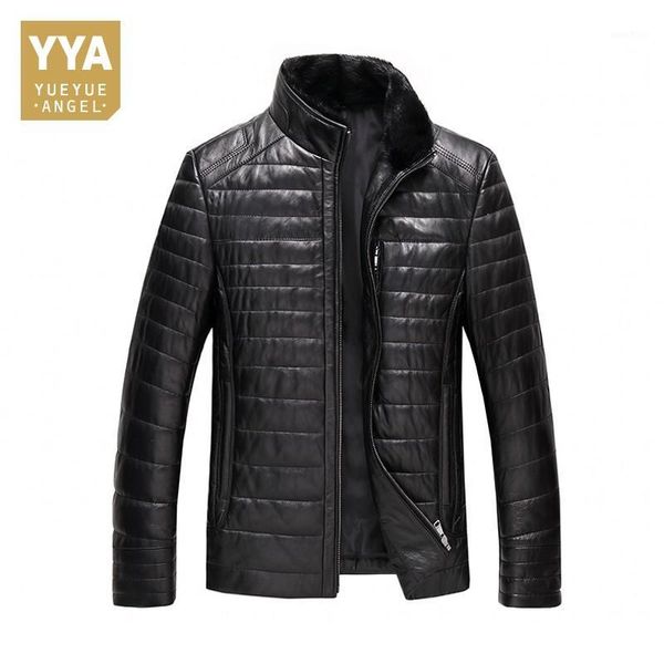 

real sheepskin leather jacket 2019 winter autumn mens fur coat black zipper male genuine leather plus size 6xl cuero genuino