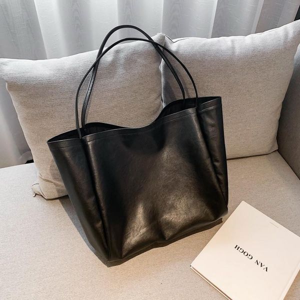 

new big capacity pu leather shoulder bags for women 2020 luxury fashion ladies handbags black sac a main