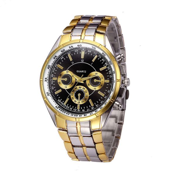 

local tyrant plated fashion watch gold three pin dial business quartz watch men's watch, Slivery;brown