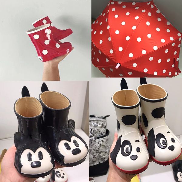 

rain 2020 new kids girl cute cartoon printed children's pvc rubber boots kalosze dla dzieci waterproof baby water shoes, Black;red