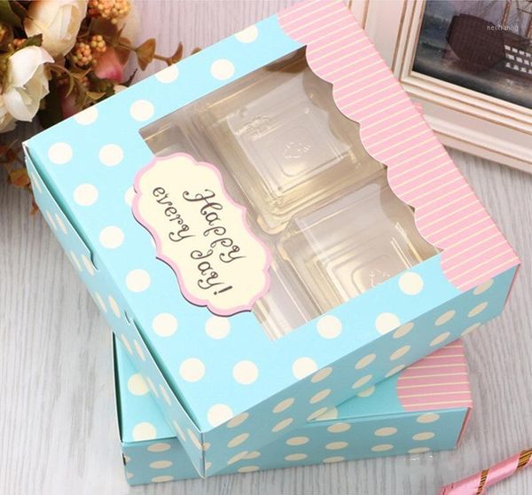 Geschenkpapier, 20 x Cupcake-Boxen mit Fenster, 4/6 Tassen, Kraftpapier-Box, Verpackung für Hochzeit, blaue Kuchenhalter, Macarons-Box1