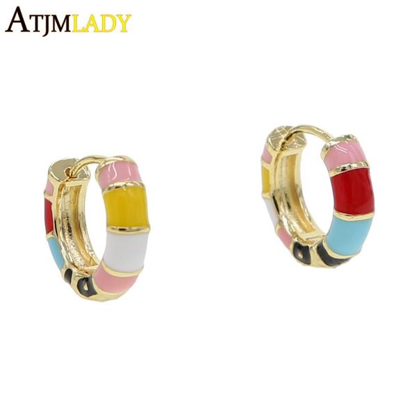 

gold filled pastel rainbow enamel colors circle huggie hoops earring for girls women trendy colorful 2021 summer candy earring, Golden;silver
