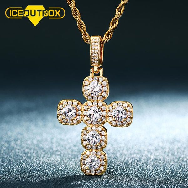 

chains zirconia cross crystal pendants necklace for men's hip hop jewlery big women wedding party gift gold fashion chain, Silver