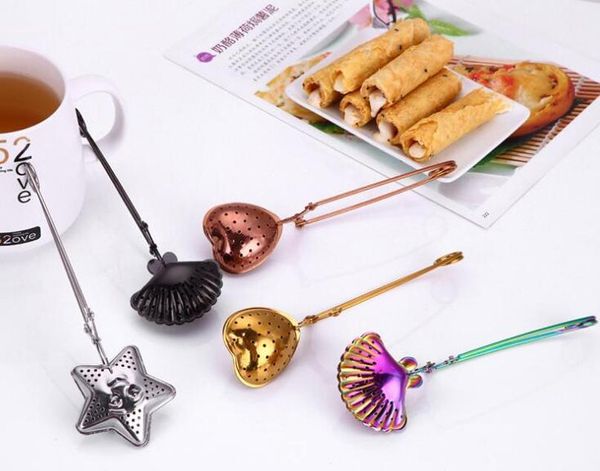 

stainless steel tea strainers transer shell heart shape mesh tea infuser for steeping loose leaf tea reusable metal tool accessories