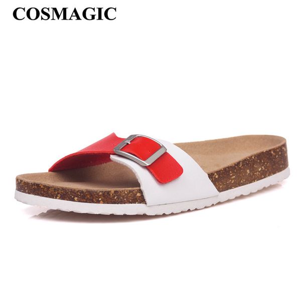 

cosmagic 2020 new fashion summer cork slipper women casual beach mixed color flip flops slides shoe x1020, Black