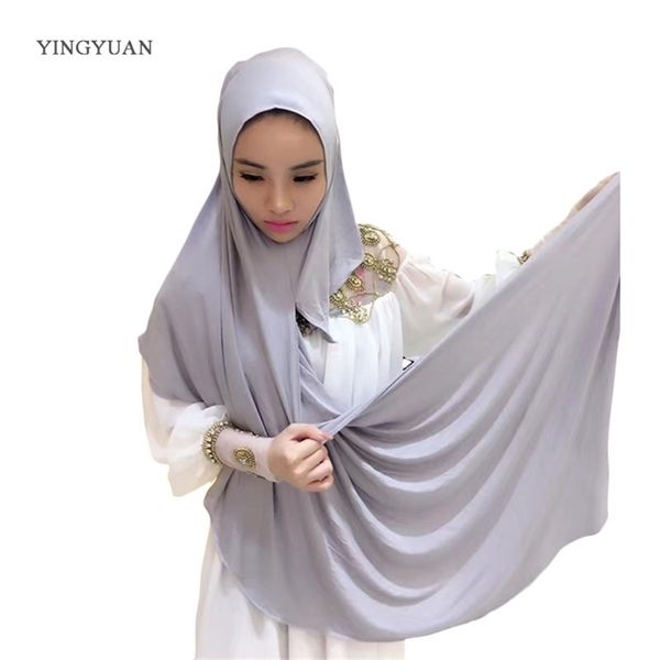 

0tj57 180*70cm solid easy women of scarves muslim hijabs hijab beautiful fashion shawl cap(with1 undescarf y201007, Blue;gray