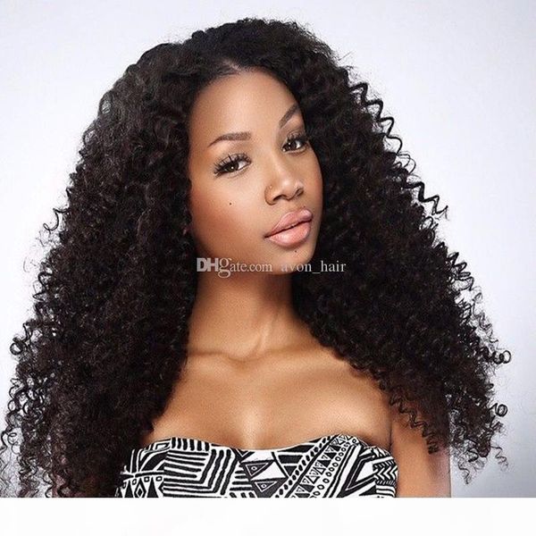 

9a mongolian kinky curly human hair lace wigs with baby hair glueless full lace human hair wigs for black woman, Black;brown