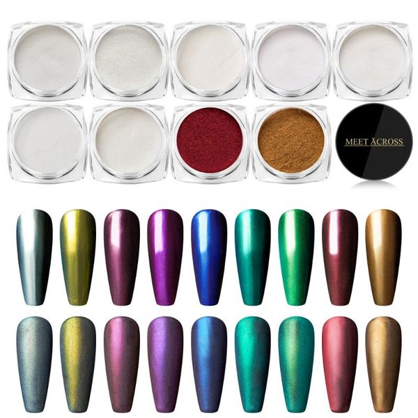 

nail glitter 1 box/4box/9box chameleon mirror laser powders auroras art chrome pigment dust diy design decoration, Silver;gold