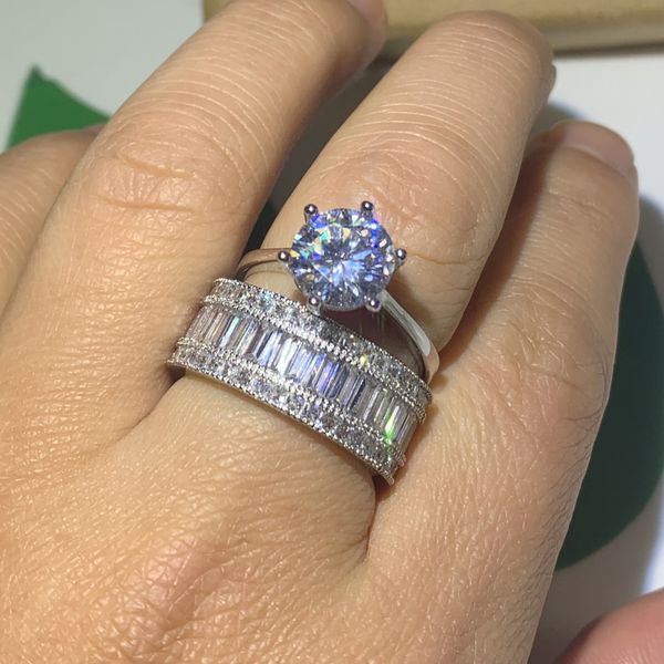 

choucong 2019 luxury jewelry solitaire 10kt white gold fill couple rings white clear z eternity brthstone wedding bridal ring, Slivery;golden