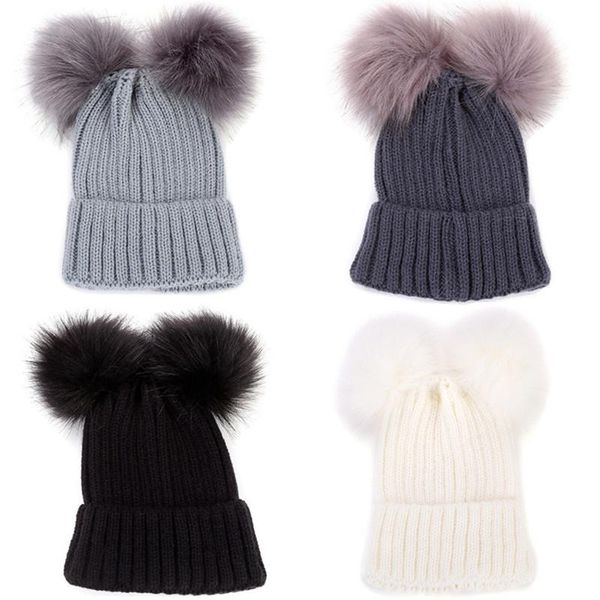 

caps & hats child baby boys girls beanie hat cap winter warm fur pom bobble knit, Yellow