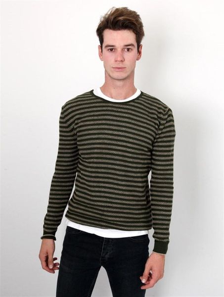 

bike collar striped men 's sweater, White;black