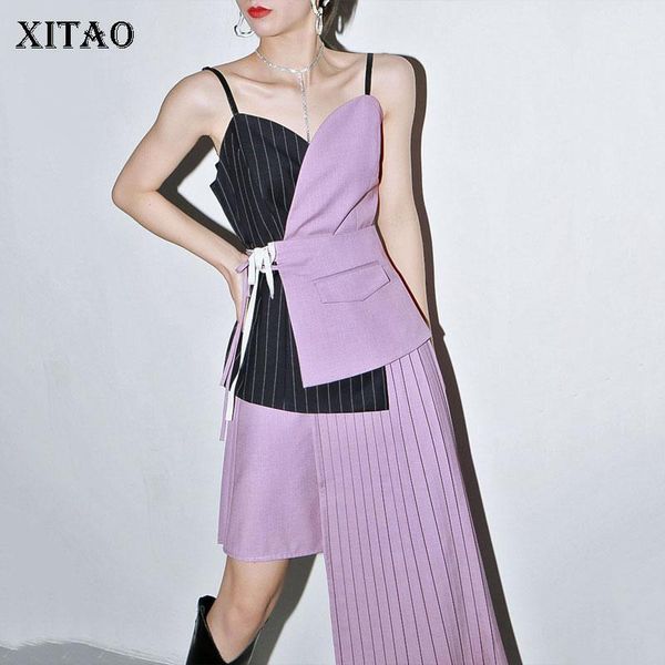 

xitao irregular strapless vest fashion new women backless 2020 summer bandage patchwork small fresh casual style vest xj44511, Black;white