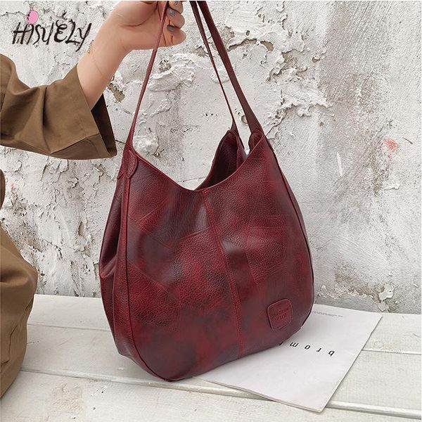 

hisuely new women pu leather handbags fashion designer black bucket shoulder bags messenger bag bg543