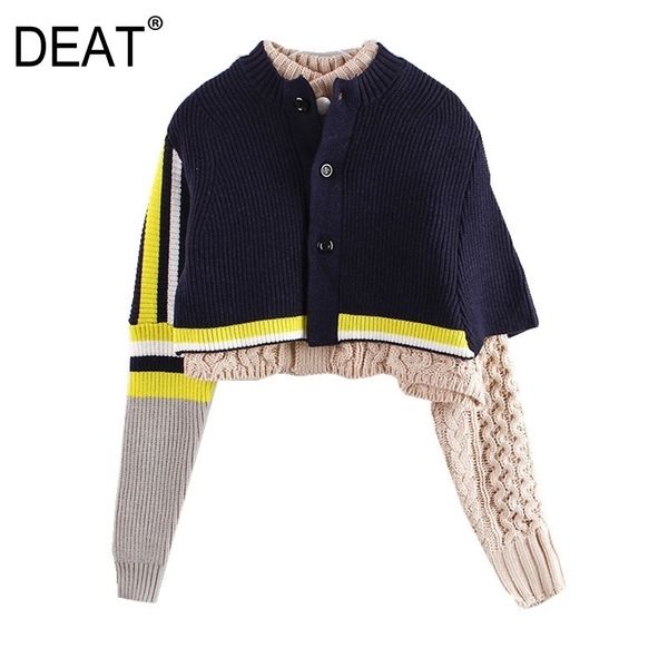 

[deat]two pieces knitted pullovers sweater loose fit round neck long sleeve women new fashion spring autumn knitwear 13s949 201130, White;black
